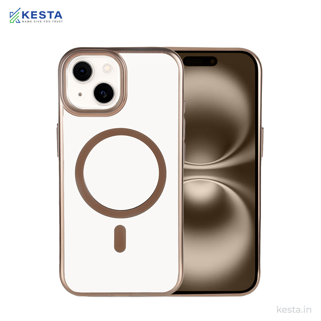 iPhone 15 Cover - Notify Popup Gold Transparent Case (Camera Sink Protection & Wireless Charging Optimized)